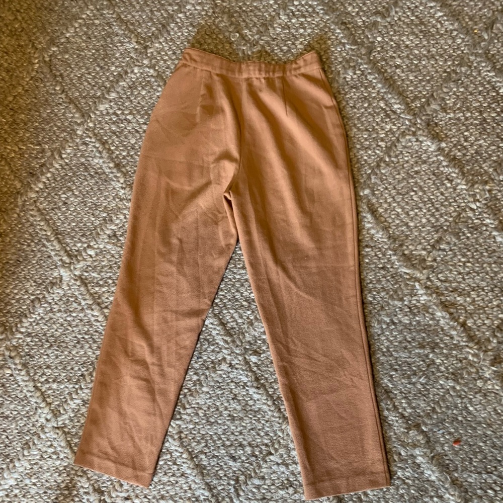 Oak Fort  Pants Womens Size 0 Beige Straight Trousers Career  Stretch Hip Zipper